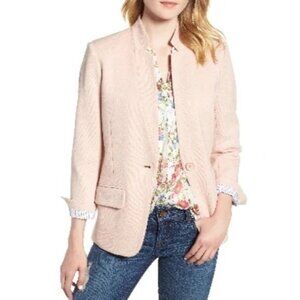 Olivia Moon Blush Pink Single-Button Blazer Jacket Cotton Blend Long Sleeves